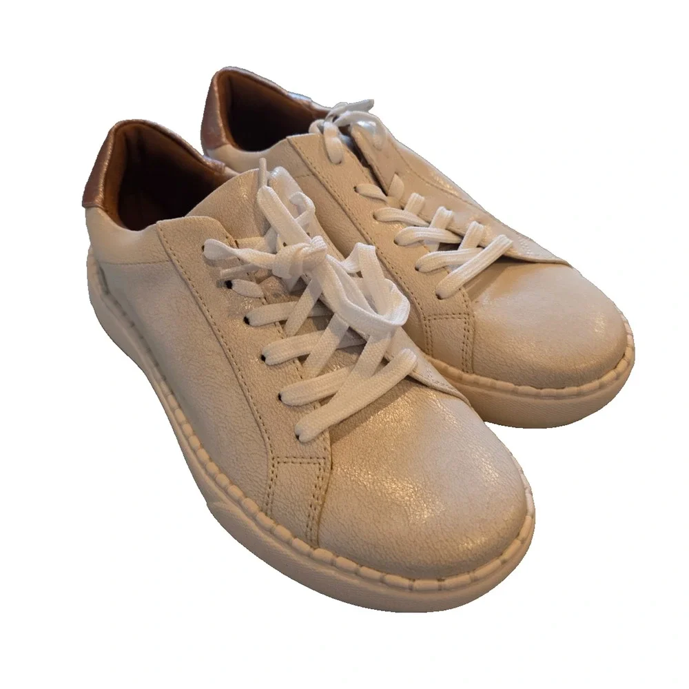 Eurosoft by Sofft Sneakers Women's 7.5M White Metallic Rose Leather Comfort NWOB